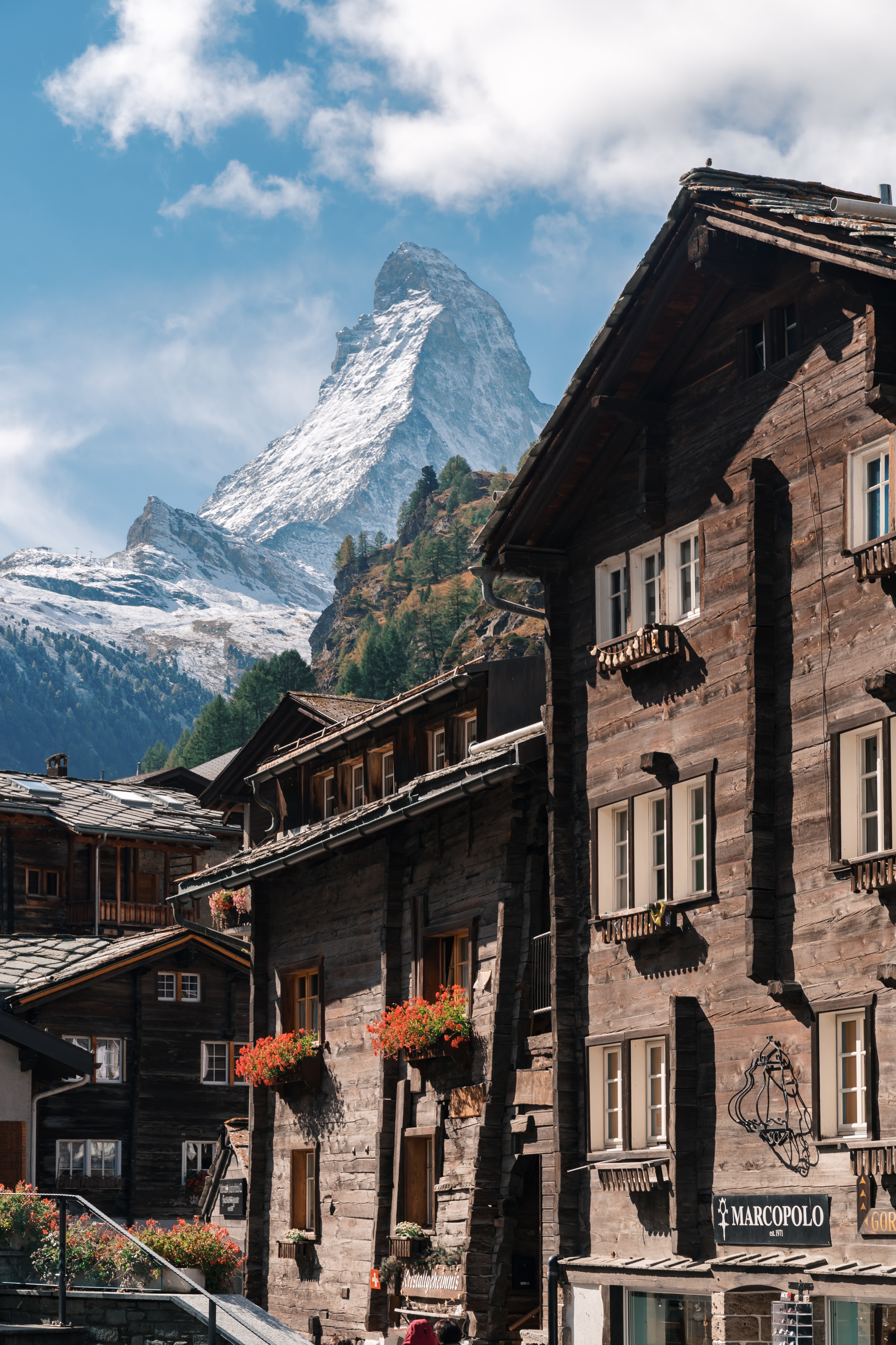 The Matterhorn as seen from Zermatt City below